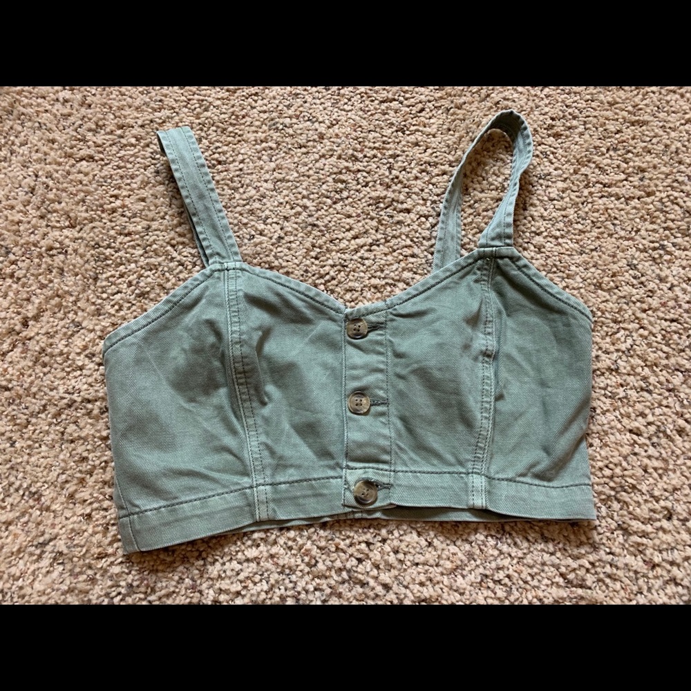 American Eagle army green crop top
